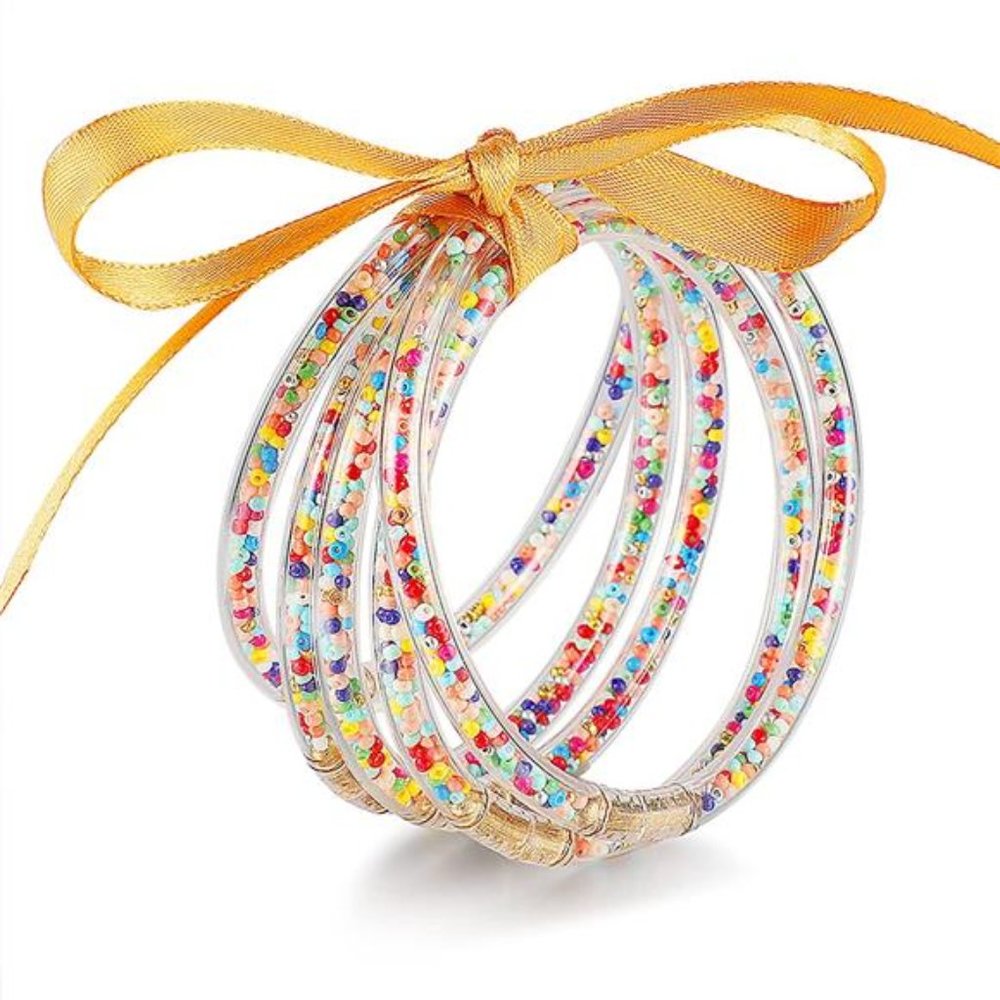 Glitter Jelly Bangles Bracelets Set Women Glitter Filled Silicone Bracelet Girls